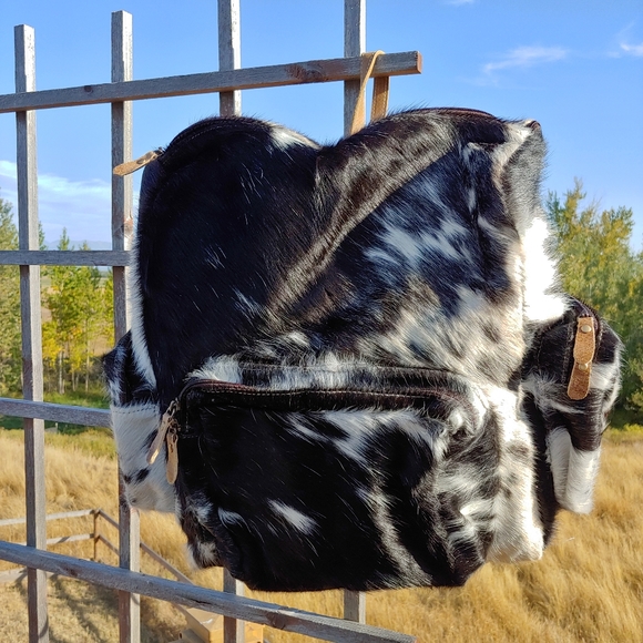 handmade Handbags - Genuine Cowhide Leather Backpack Ponyhair New Bag